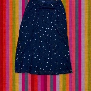 100% Silk Navy Polka Dot Maxi Skirt